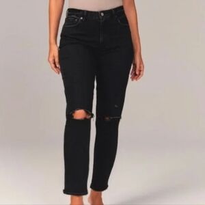 Abercrombie & Fitch High Rise Mom Jeans - 26 Regular, Black Wash